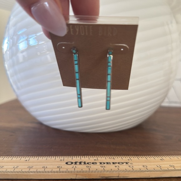 Peyote Bird Sterling & Turquoise Inlay dangle earrings. Amazing!! - Picture 4 of 4